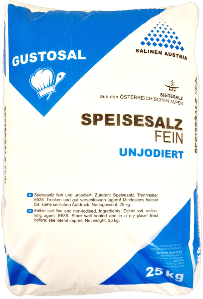 SALINA GUSTOSAL SIEDE SPEISESALZ FEIN 25KG KOCHSALZ SIEDESALZ SALZ UNJODIERT KOCHEN