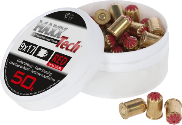 Kartuschen MAXXTech (Patronen) 9x17mm, 50 Stück versch.Stärken