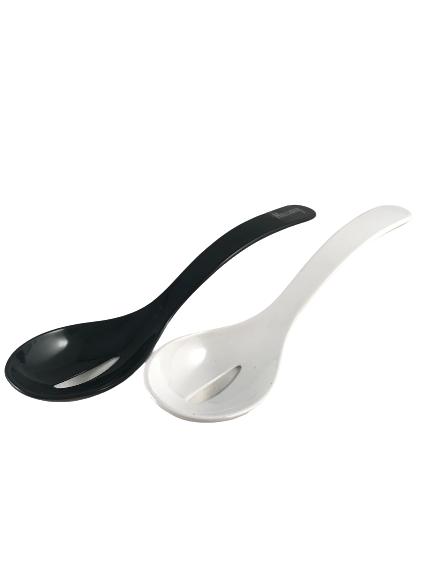 Salatlöffel mit Schlitz weiß und schwarz Länge 23,5cm