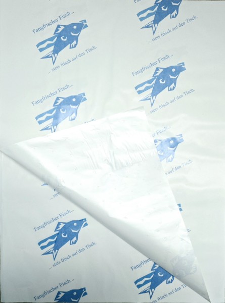 Frischpapier Frischepack Edelpack Fisch Motiv "fangfrischer Fisch" Karton 12,5kg 37,5x50cm inkl. En