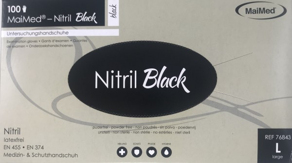 Einmalhandschuhe NITRIL schwarz MAIMED Box 100 St