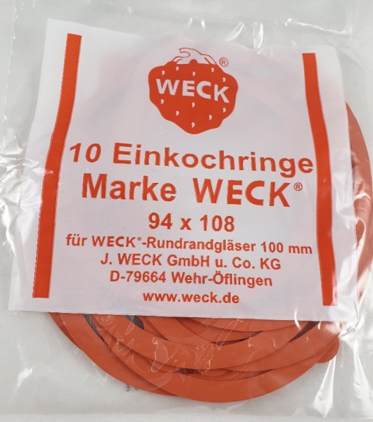 Einkochring für 100mm RR Gummiring 94x108mm für WECK Glas 10 St.