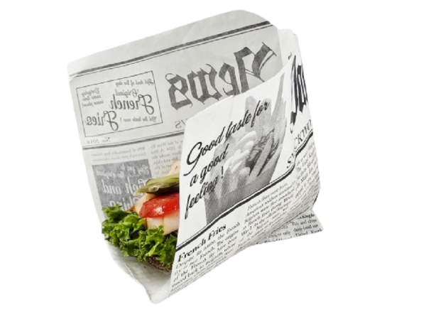 Snacktasche Hamburger-Tüten Burger Beutel 'Newsprint' 16x17 cm 1000 St