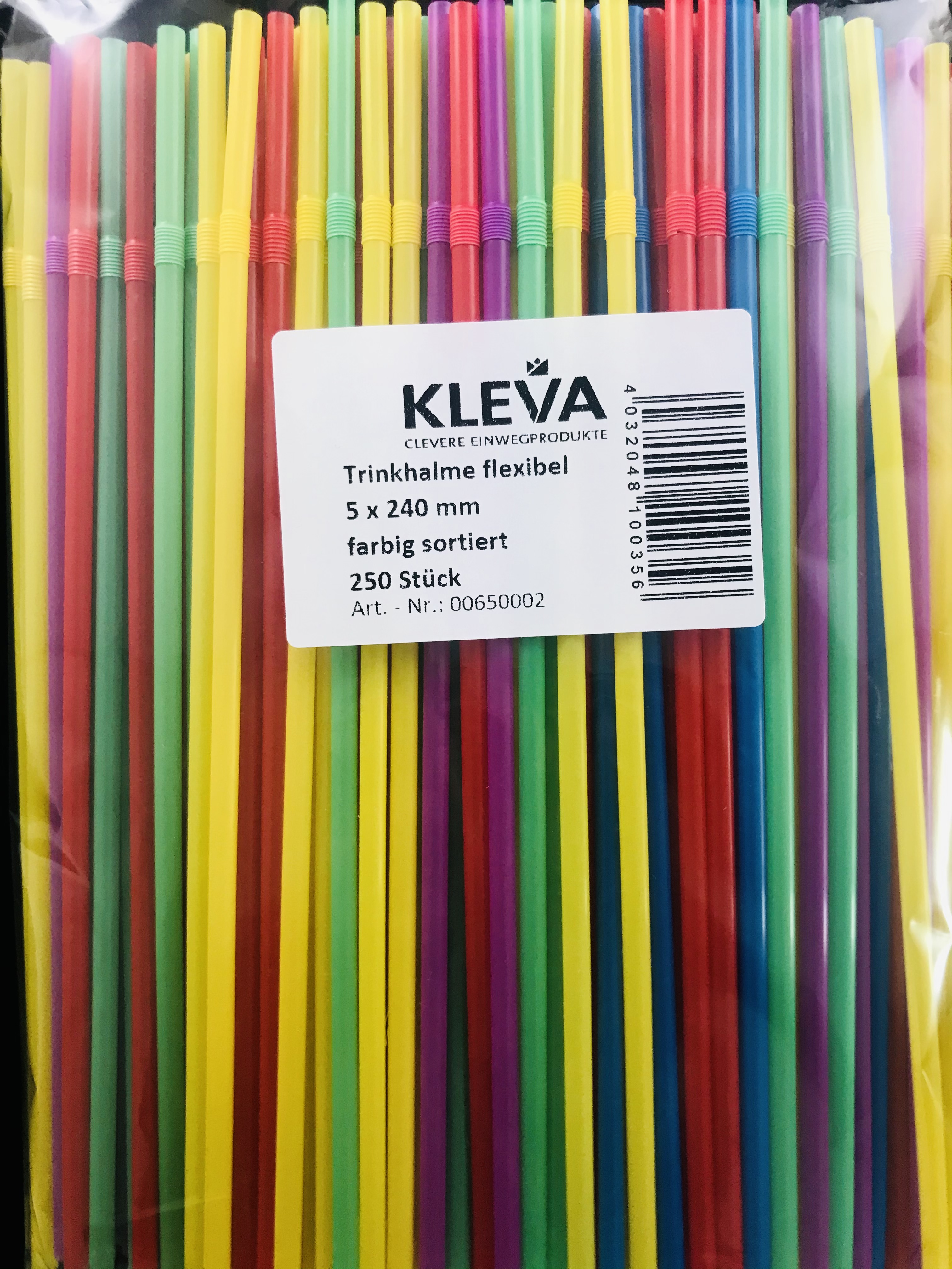 Trinkhalme flexibel Ø 5 mm 24 cm farbig sortiert Party Strohhalme 250 Stück 